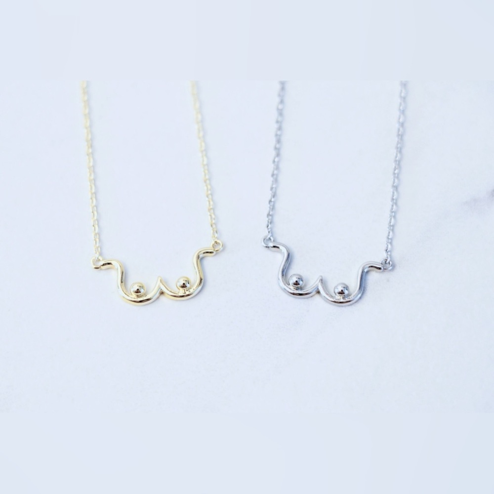 Dainty Breast Outline Necklace, Breast Cancer Gift, Feminist Gift, Wife Gift